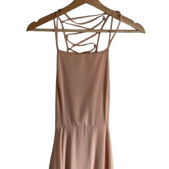 Lulus Bridesmaids Dress Women’s Size Small Maxi Open‎ Back Lace up Blush Pink - Picture 2 of 6